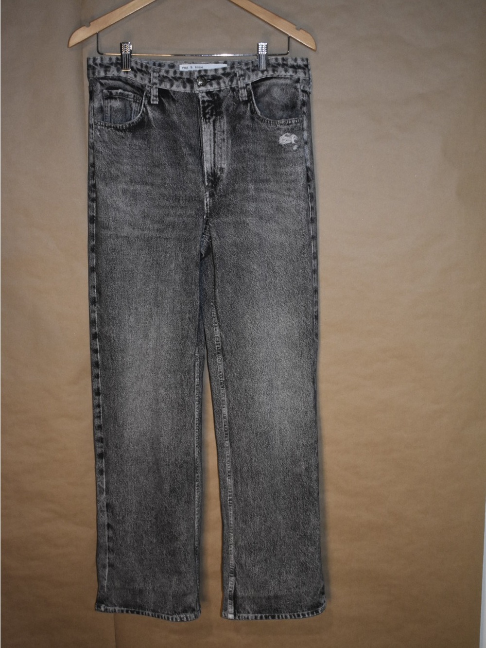 Rag & Bone Size 27 Gray Washed Straight Leg Pants Distressed
